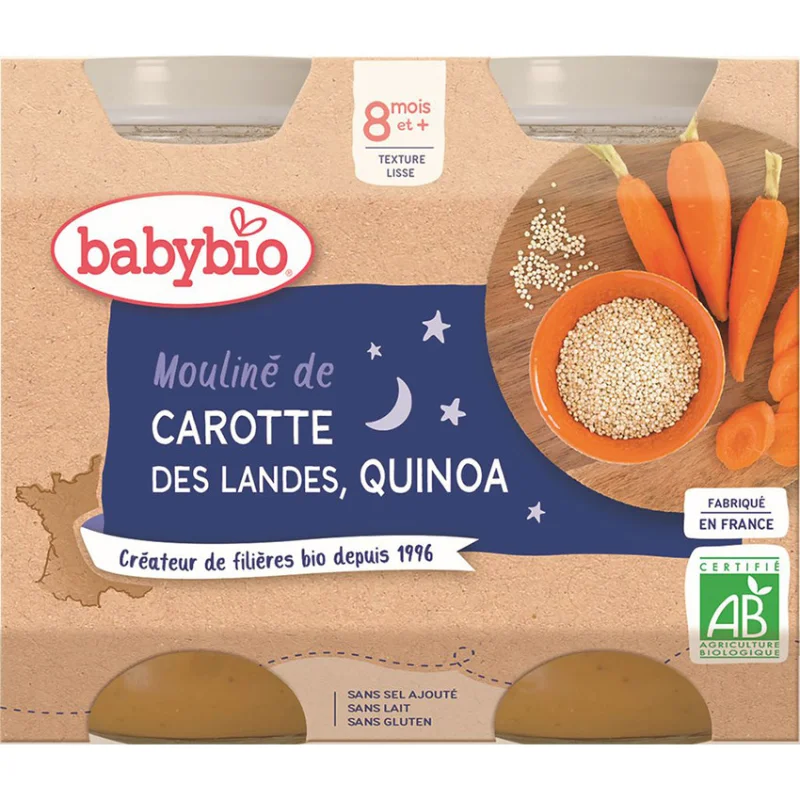 Babybio Petits Pots de Carotte et Quinoa 2x200g