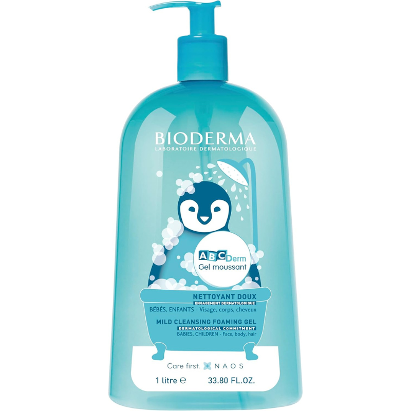 Bioderma - Abcderm - Nettoyant doux - Bébés, enfants - Pour corps, visage et cheveux - 1 L