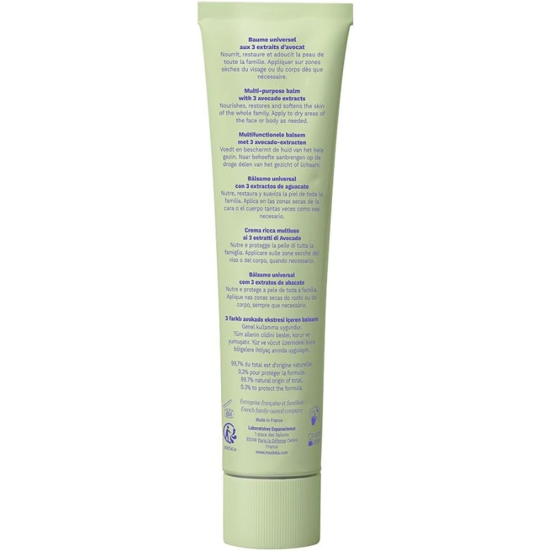 Mustela Crème Riche Multi-usages aux 3 Extraits d&#039;Avocat, Corps, Bébé et Famille 75ML