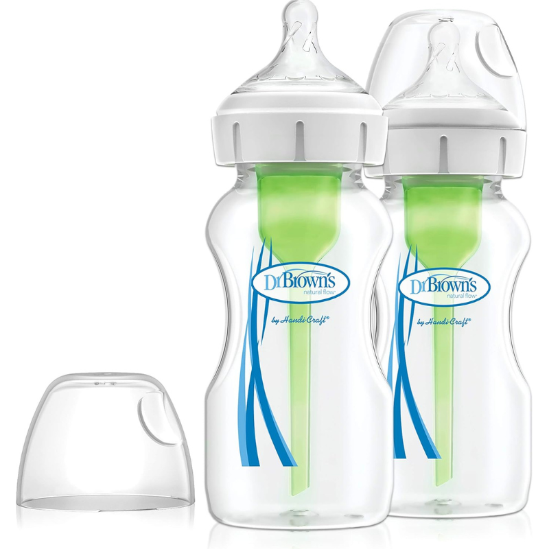 Dr. Browns Options+ Biberons à col large anti-coliques, 270 ml, lot de 2