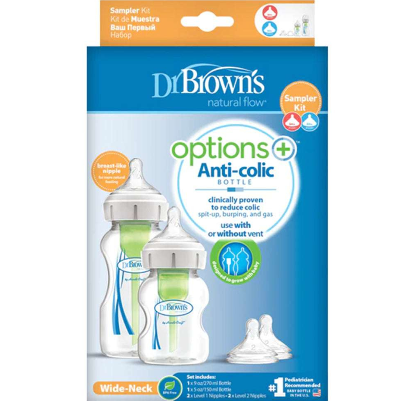 Dr. Brown’s Pack 2 biberons Anti-Colic  + 2 tétines