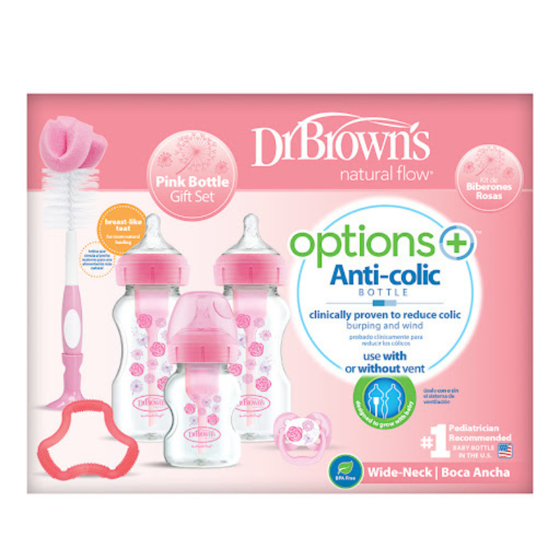 Dr. Brown’s Options+ Coffret cadeau de biberon anti-colique rose