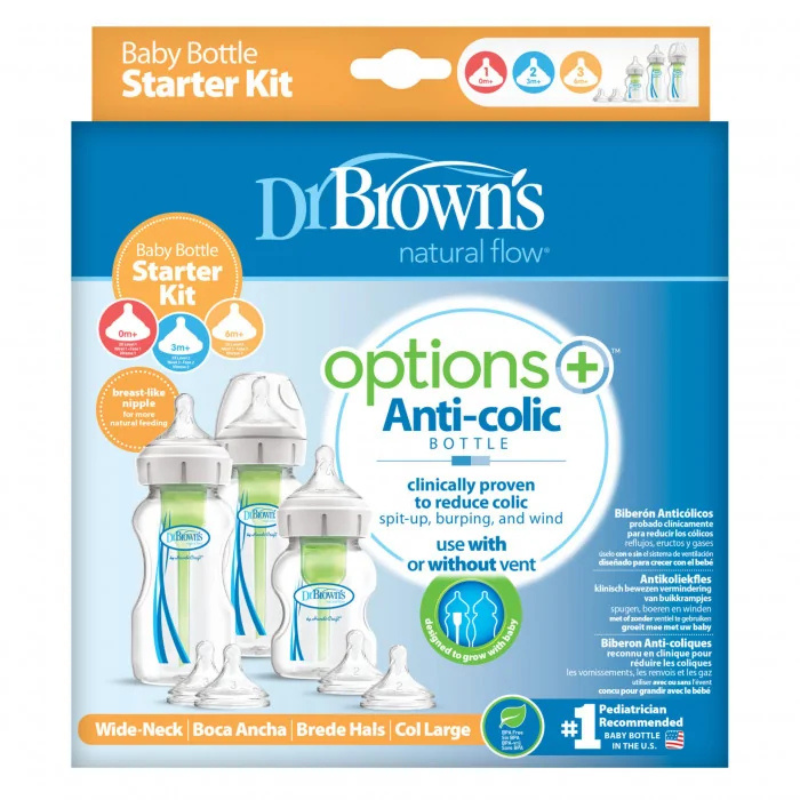 Dr Brown&#039;s Kit Biberons Options+ Anti-colic col large
