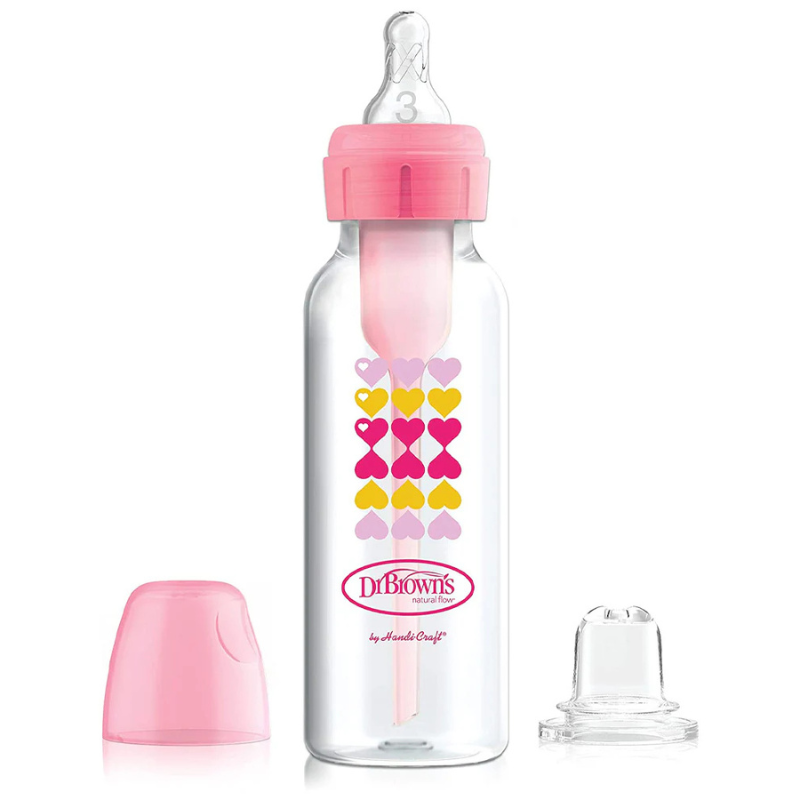 Dr. Brown’s Biberon Cole étroit 250ml Rose 6M+