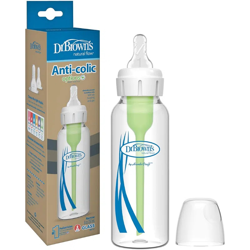 DR BROWNS Biberon en verre étroite anti-colique de 250 ml