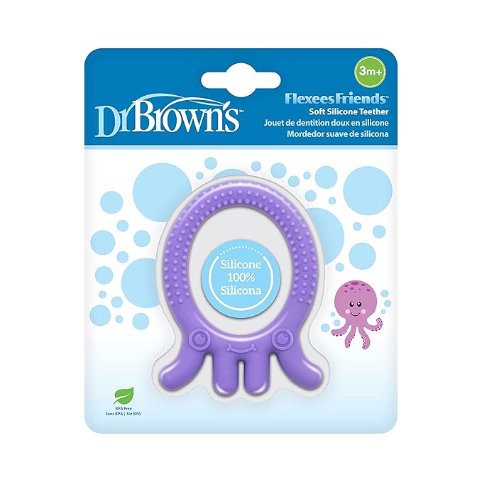 Dr. Brown&#039;s Flexees Friends Silicone Teether, Purple Octopus