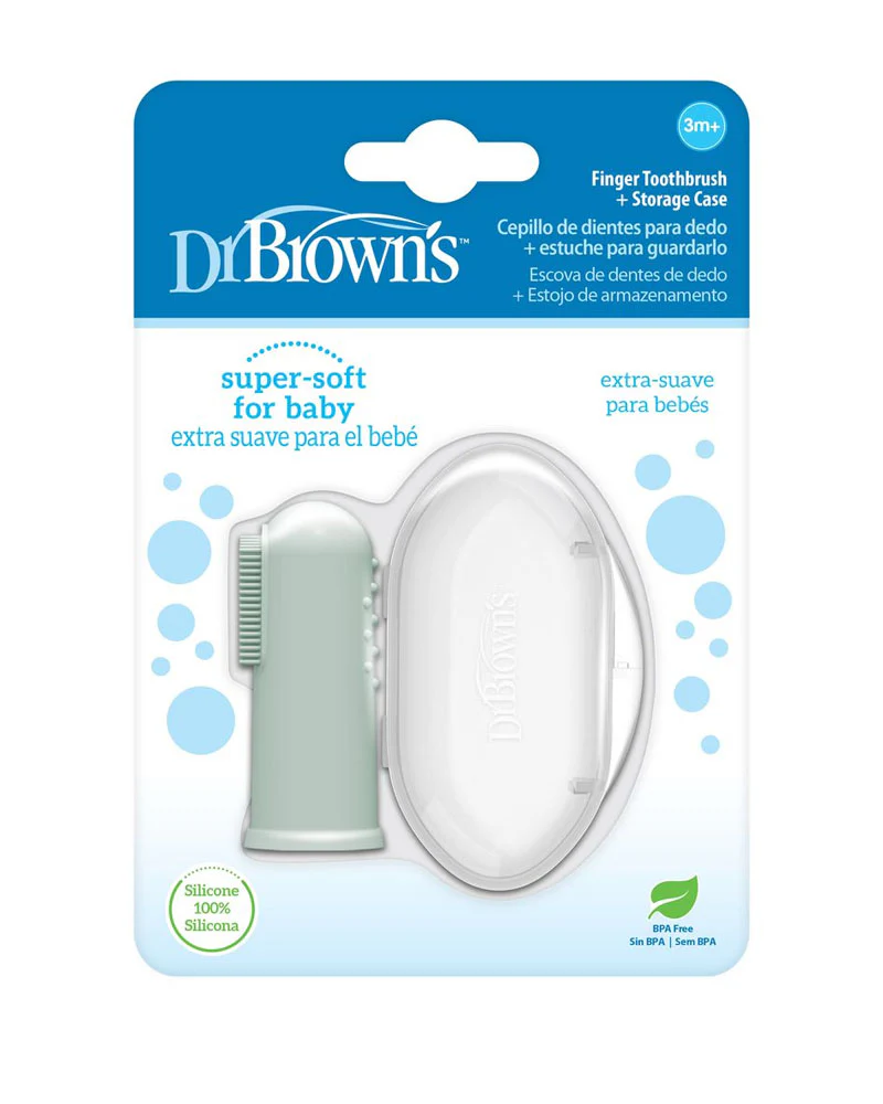Dr. Brown&#039;s Brosse à dents en silicone avec étui 3M+ - Vert