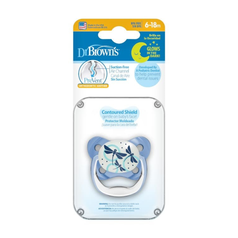 Dr. Brown&#039;s Sucette Glow in the Dark Stage2 6-18M - Blue