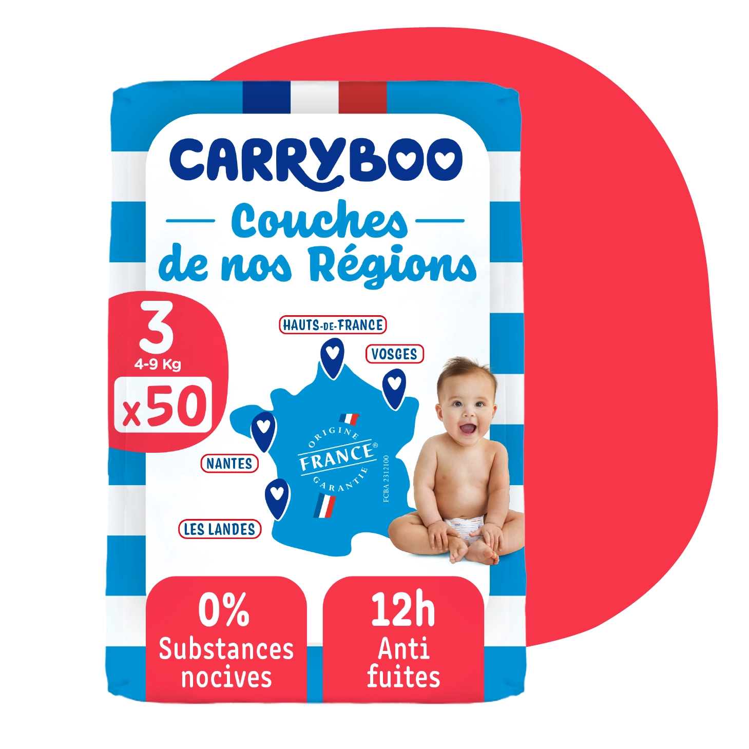 Carryboo Couches Écologiques Taille 3 (4-9kg) 50 unités