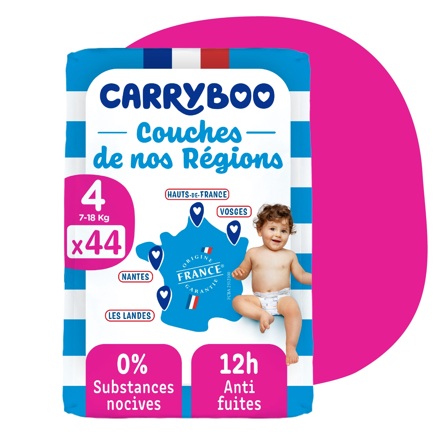 Carryboo Couches Écologiques Taille 4 (7-18kg) 44 unités