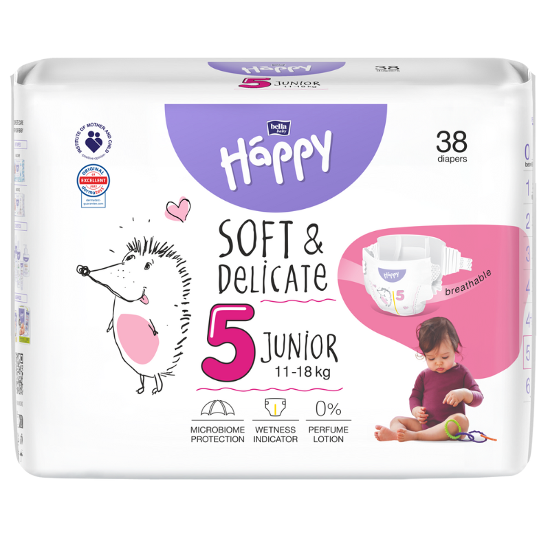 HAPPY – Couches Bébé Junior – Taille 5 (11 à 18kg) 38 pc^^p