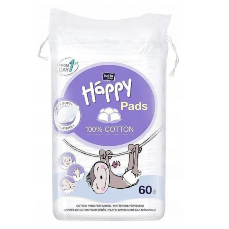 Happy Coton carré Coton pads pour Bébés x60
