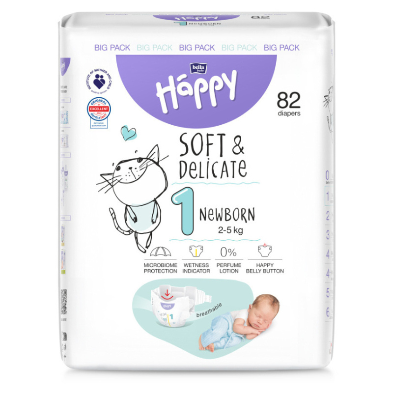 Couche Happy taille 1  82 pc Happy Bella Baby