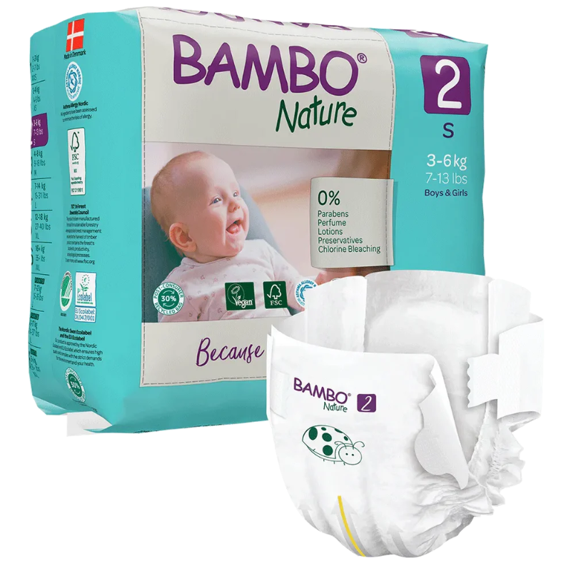 Couches Bambo Nature Taille 2 (3-6kg) 30 unités