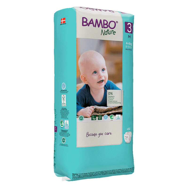 Couches Bambo Nature taille 3 (4-8 kg / 9-18 lb), 52 pièces