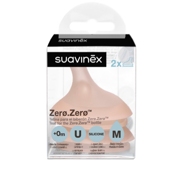 Suavinex Lot de 2 Tétines pour Biberon Zéro Zéro – Débit Moyen
