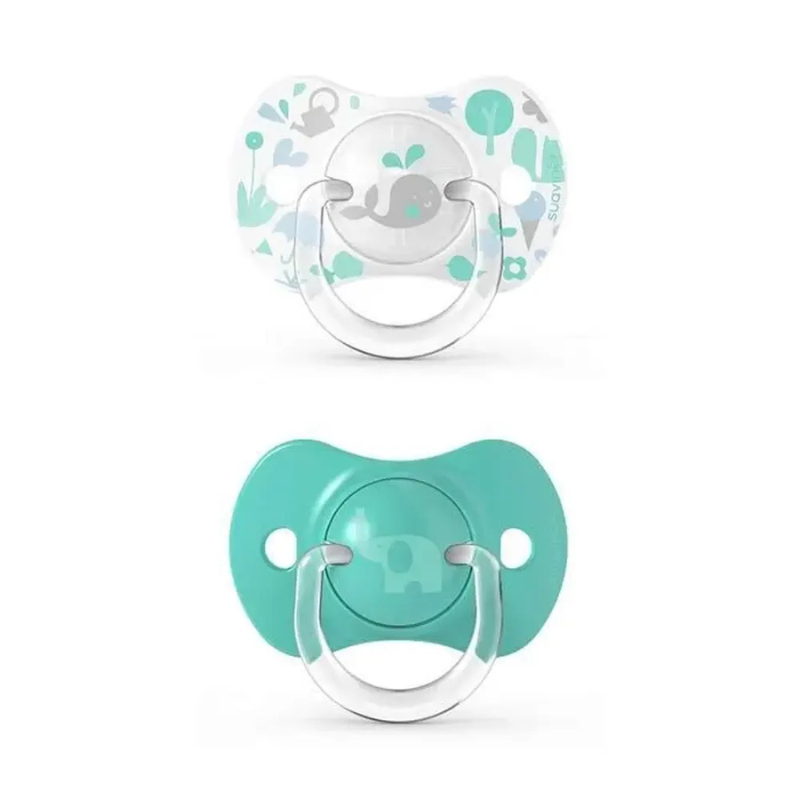 Lot de 2 Sucettes Suavinex Symétriques Silicone SX PRO™ Vert - 6-18M