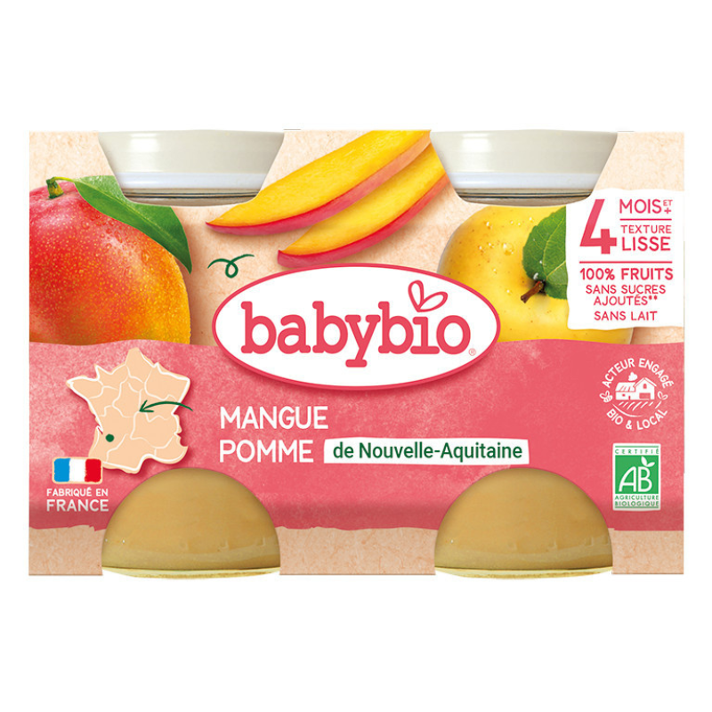 Babybio Mangue Pomme de Nouvelle-Aquitaine Petits pots 2x130g