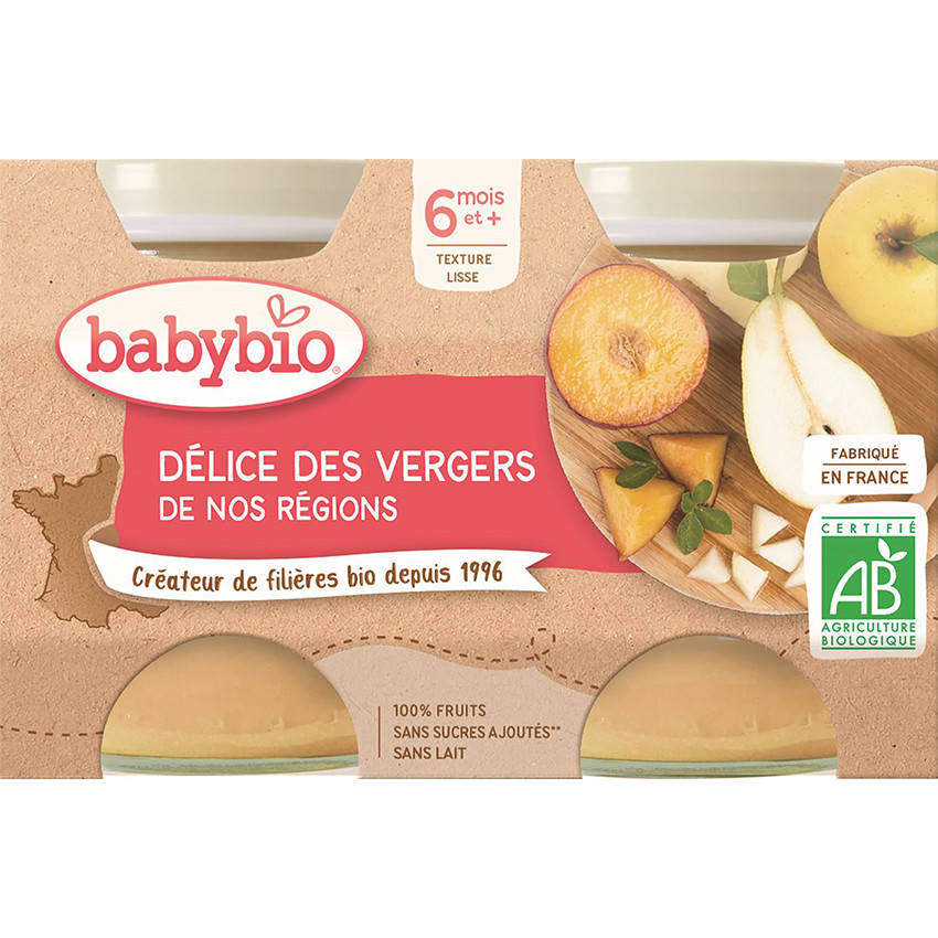 Babybio Petits pots sucrés Les Délices des Vergers de nos Régions 2x130g