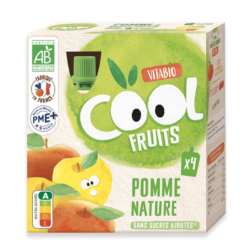 Vitabio Cool – Gourdes Fruits Pomme 4×90 g – Compote – BIO