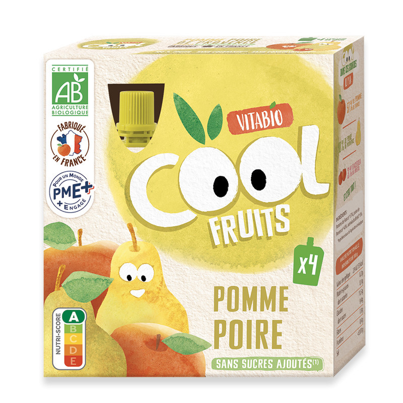 Vitabio Cool – Gourdes Fruits Pomme Poire de provence 4×90 g