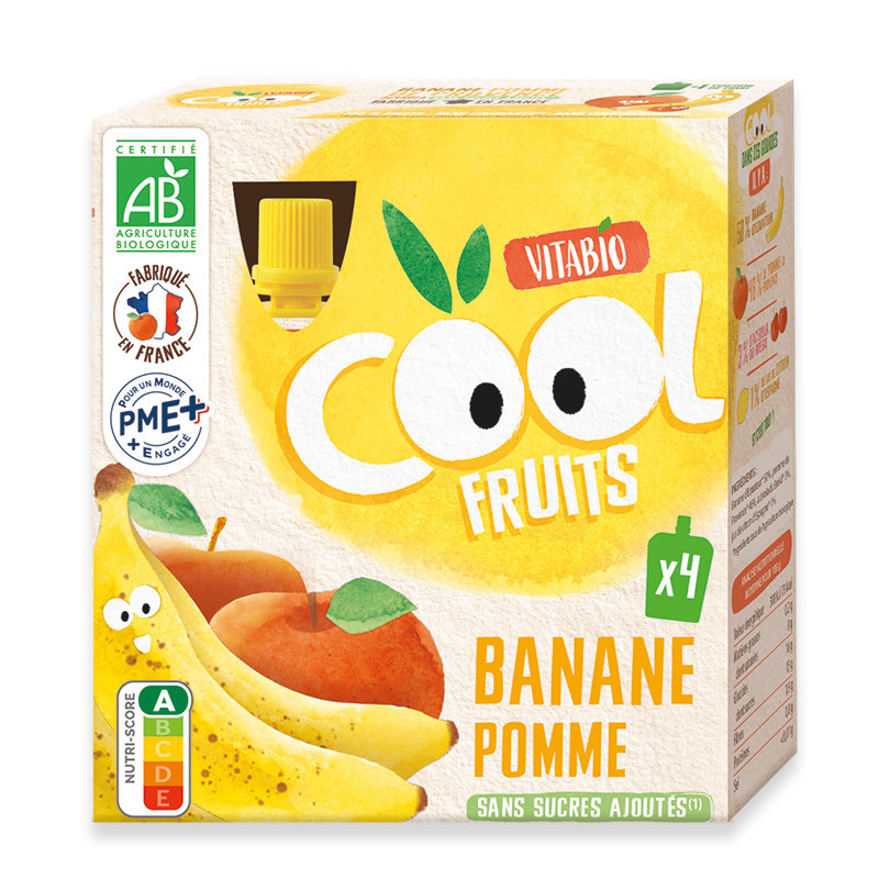 Vitabio Cool Fruits – Gourdes Pomme Banane – 4x90g – BIO