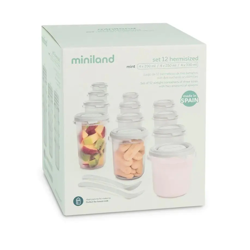 Miniland Set de 12 Pots de Conservation Mint