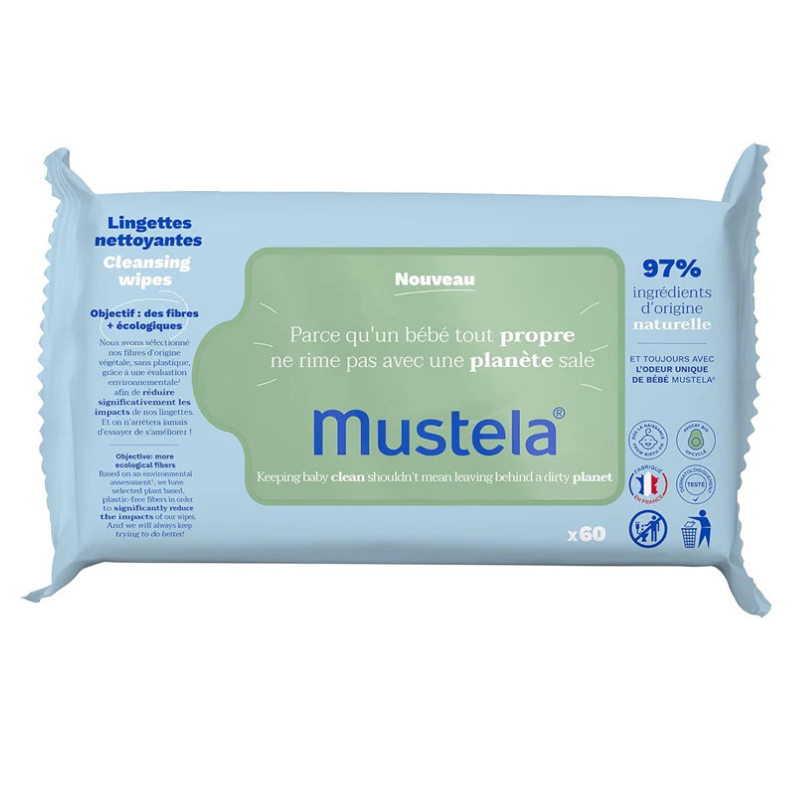 Mustela Lingettes Nettoyantes à l&#039;Avocat BIO - 60 unités