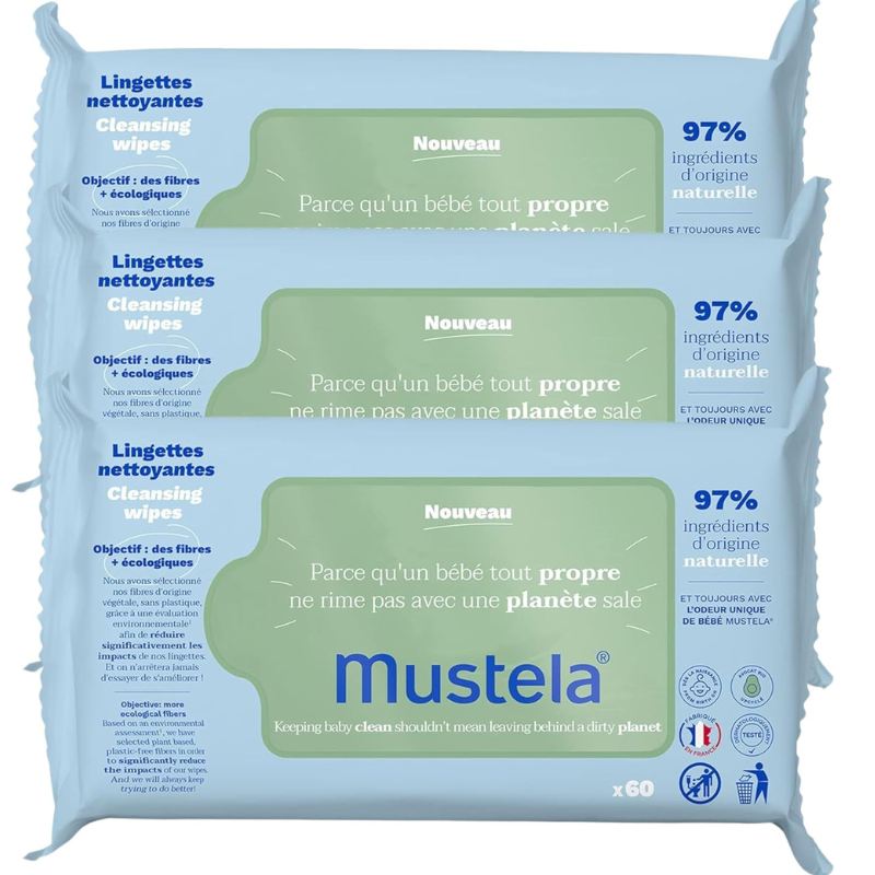 Mustela Lingettes Nettoyantes à l&#039;Avocat BIO - 60 unités