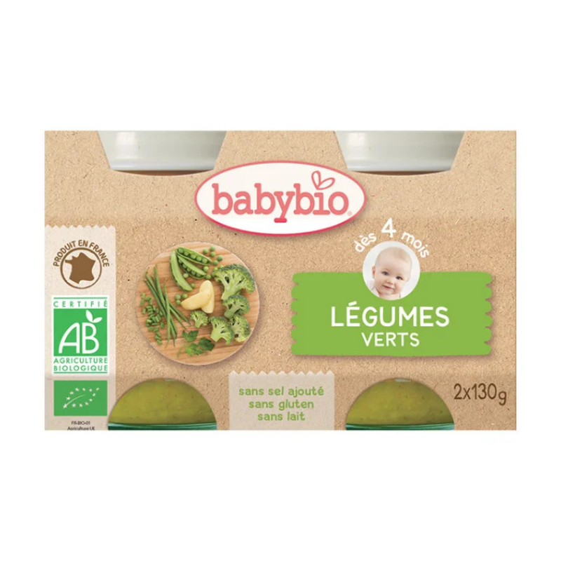 Babybio Petit pot légumes verts bio – 2x130g