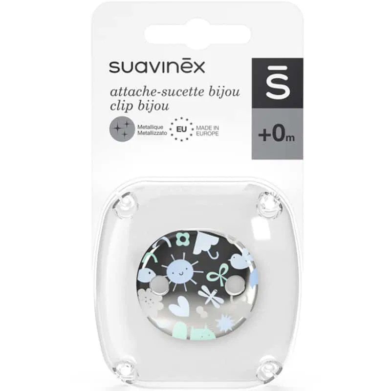 Suavinex Attache sucette Argenté  et Bleu