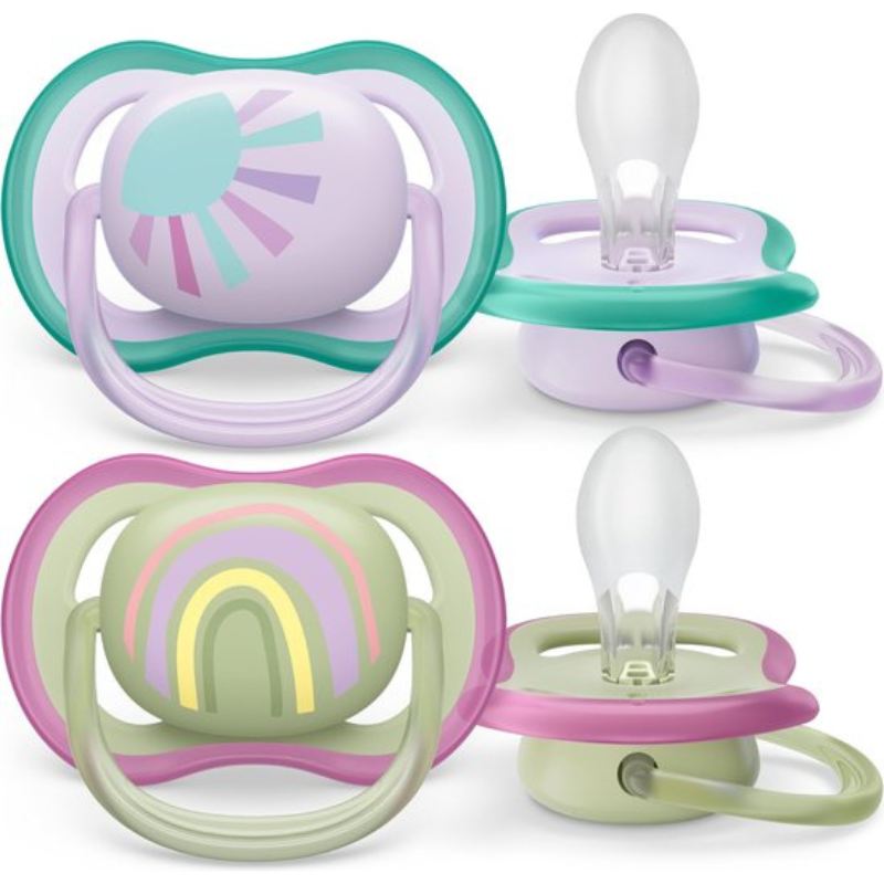 Philips Avent Sucette Ultra Air 2 Pièces - Tétines- Soleil - Arc-en-ciel Violet