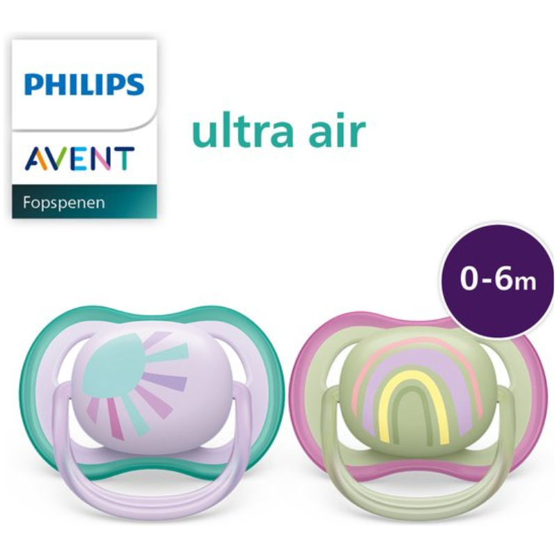 Philips Avent Sucette Ultra Air 2 Pièces - Tétines- Soleil - Arc-en-ciel Violet