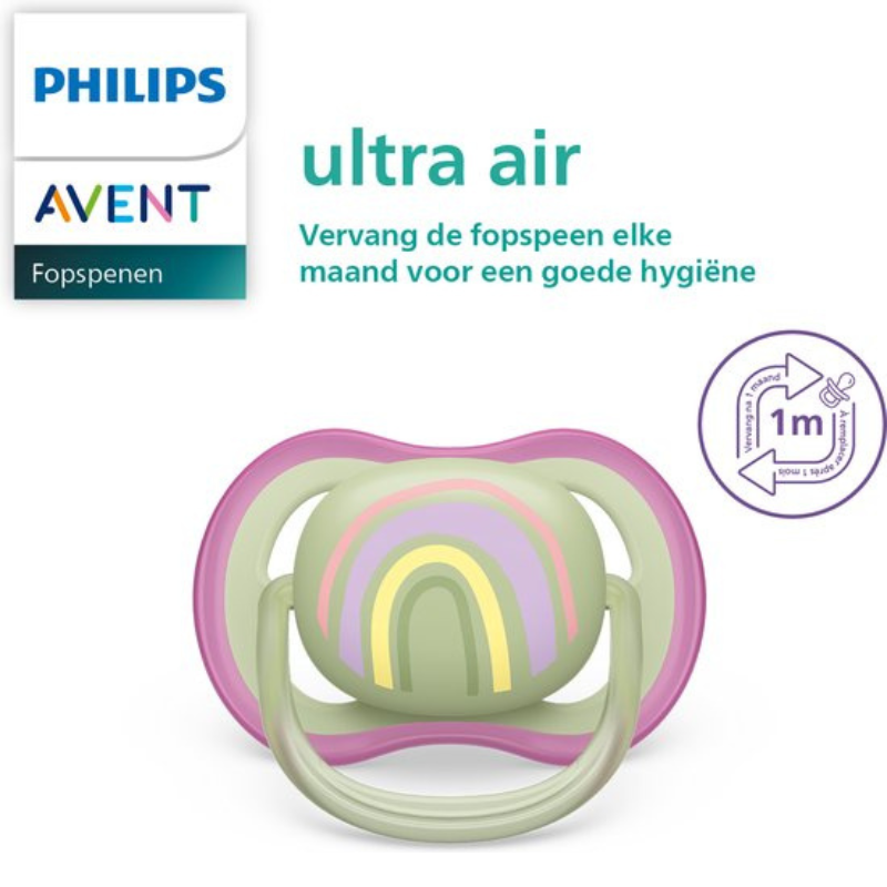 Philips Avent Sucette Ultra Air 2 Pièces - Tétines- Soleil - Arc-en-ciel Violet