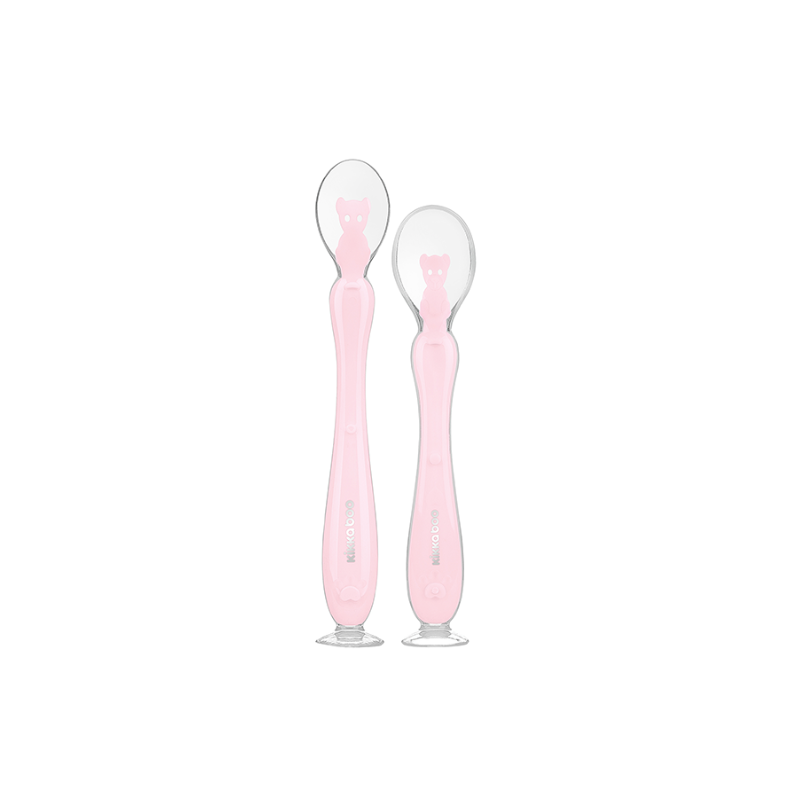 Kikkaboo Cuillères en silicone avec ventouse 2pcs Rose
