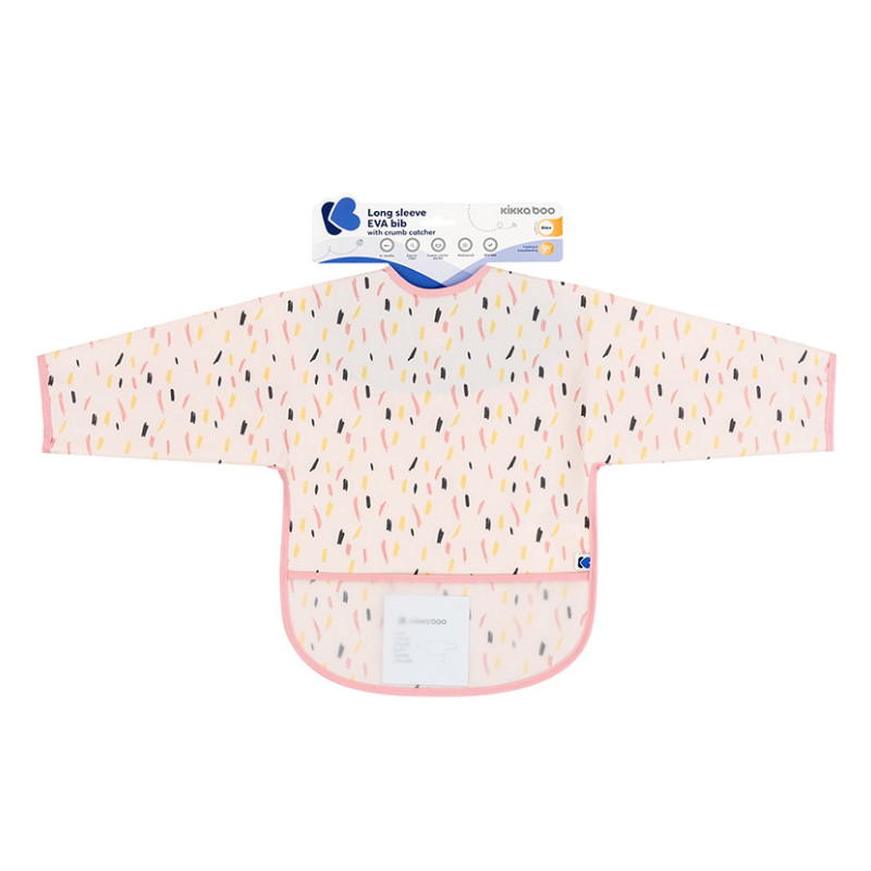 Bavoir manches longues EVA avec ramasse-miettes Arty Pink Pattern