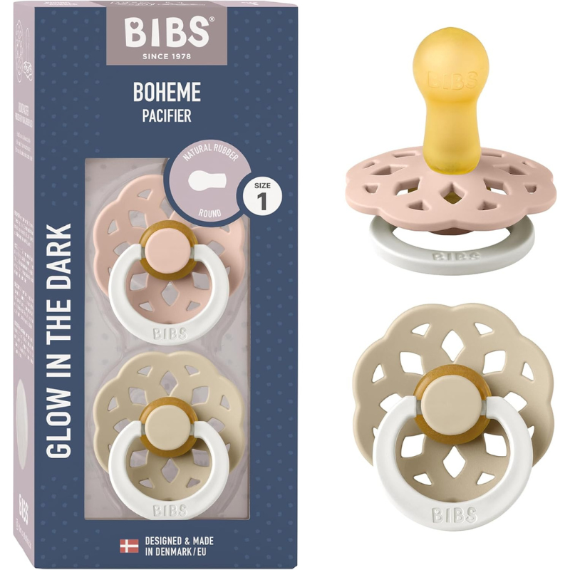 BIBS Lot de 2 Sucettes Bohème Nuit Rondes – Blush/Vanille - GLOW