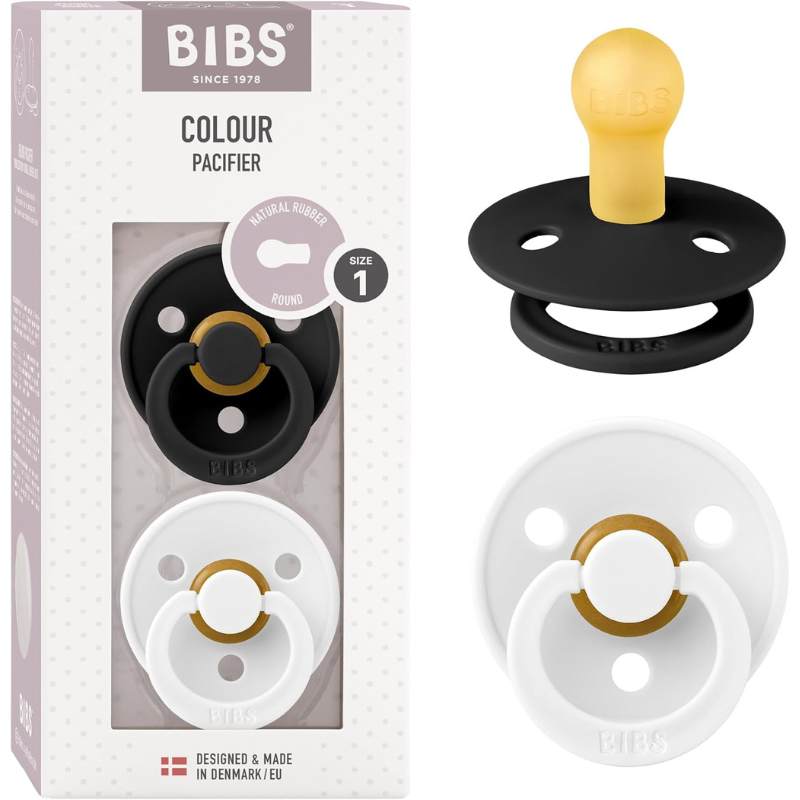 BIBS Lot de 2 Sucettes Rondes – Black/White