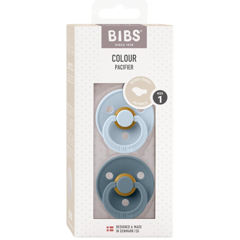 BIBS Lot de 2 Sucettes Anatomiques - Baby Blue/Petrol
