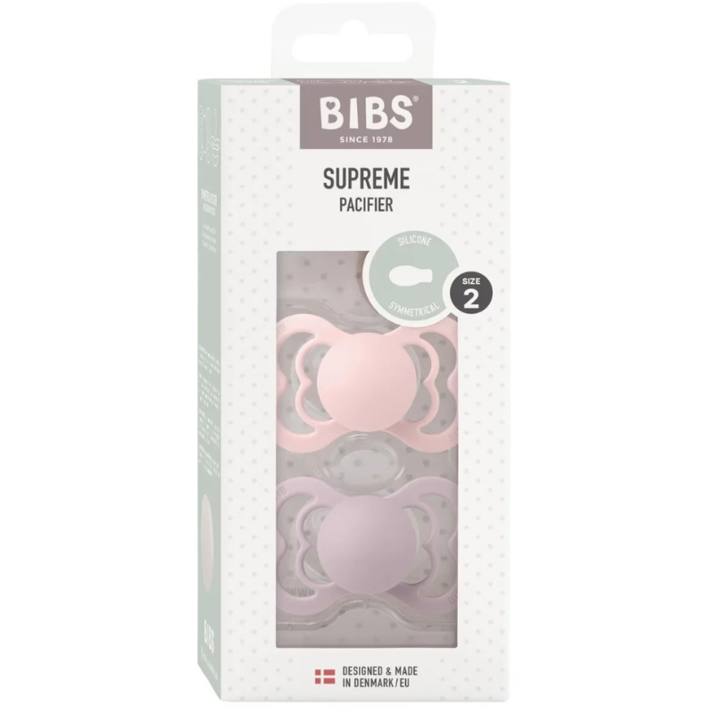 Bibs Lot de 2 Sucettes Supreme Symétrique Silicone Blossom / Dusky Lilac