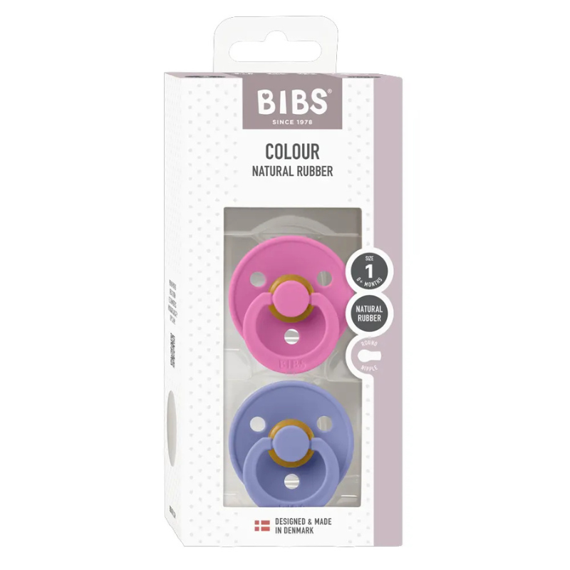 BIBS Lot de 2 Sucettes Rondes – Peri/Bubblegum