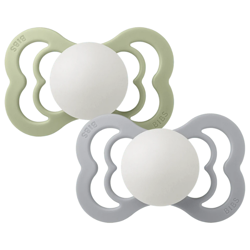 BIBS Lot de 2 Sucettes Symétriques Suprème Silicone - Sauge/Nuage - GLOW