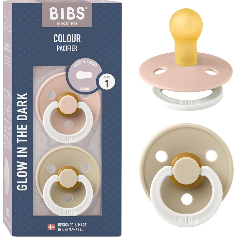 Lot de 2 Sucettes Rondes Nuit Bibs - Blush &amp; Vanilla