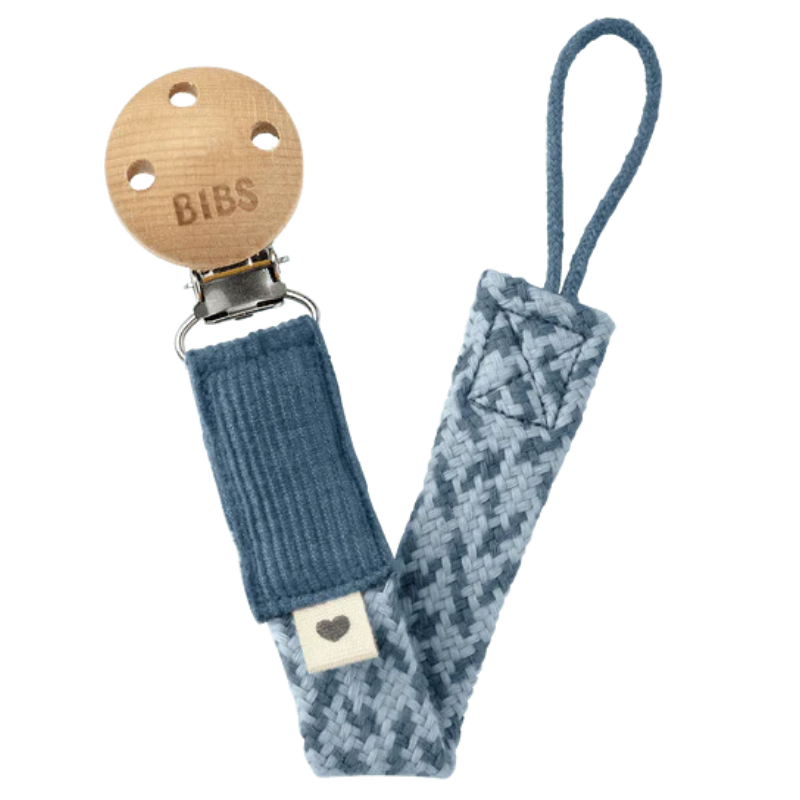 BIBS Attache-Sucette Tressée Petrol / Baby Blue