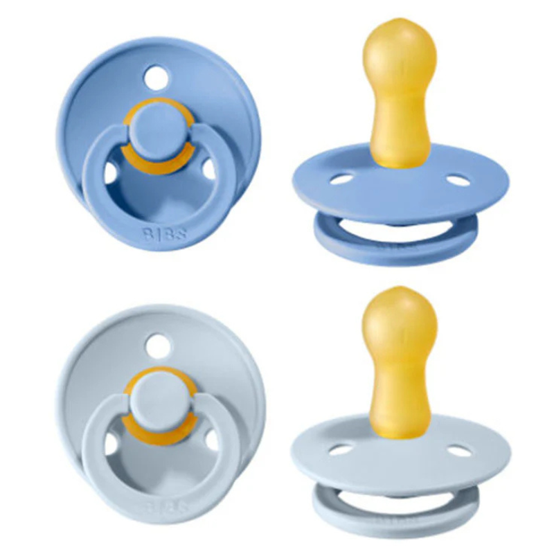 Bibs Lot de 2 Sucettes Bibs Rondes - Sky Blue/Baby Blue