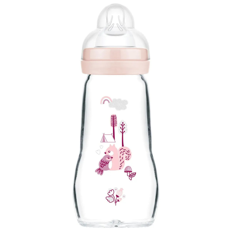 Mam Biberon en verre Feel Good 260ml Rose 2 mois plus