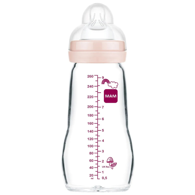 Mam Biberon en verre Feel Good 260ml Rose 2 mois plus