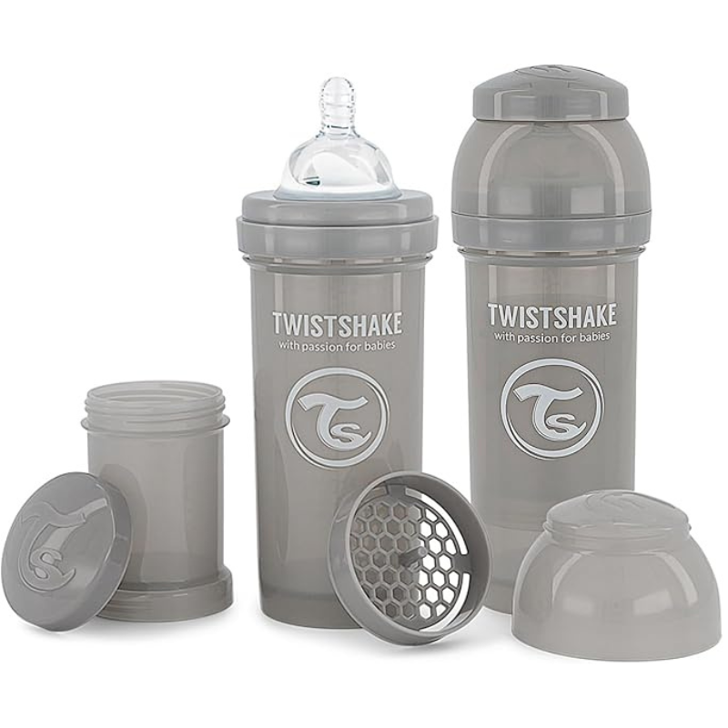 Biberons Anti-Coliques Twistshake 260ml – Lot de 2 – Gris – 2m+