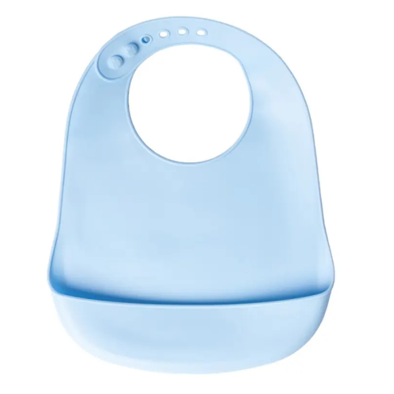 YUMMY Bavoir en Silicone avec Poche 9M+ - Bleu Ciel