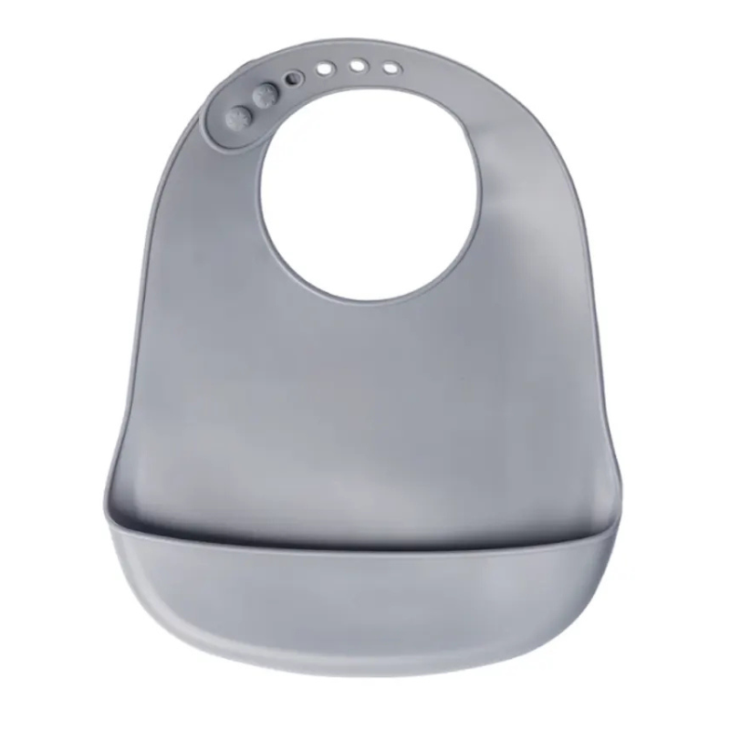YUMMY Bavoir en Silicone avec Poche 4M+ - Gris